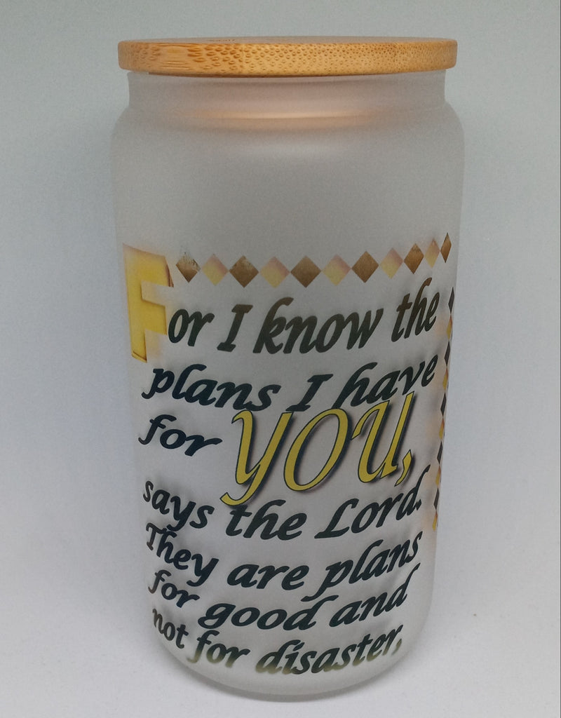 JEREMIAH 29:11 16oz GLASS TUMBLER