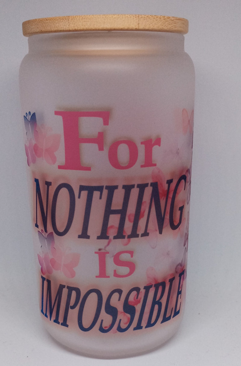 LUKE 1:37 16oz FROSTED GLASS TUMBLER