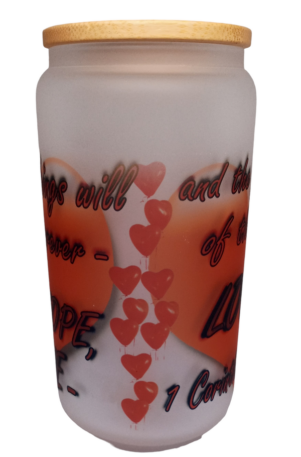 1 CORINTHIANS 13:13 16oz GLASS TUMBLER