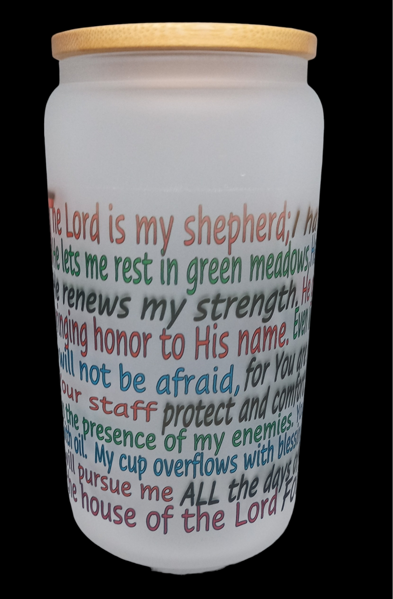 PSALMS 23 16oz GLASS TUMBLER